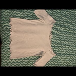 White off the shoulder lettuce cut top